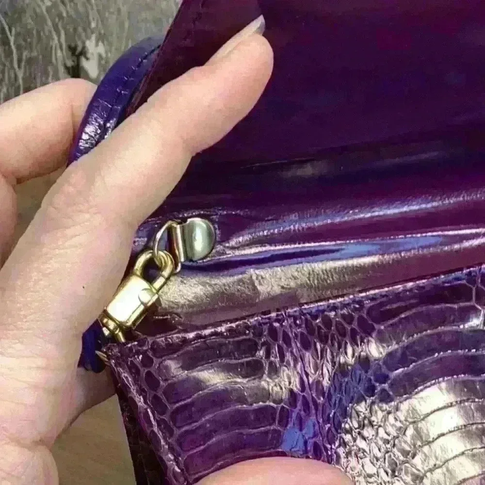 Purple Snake Skin Vintage Clutch / Crossbody Bag